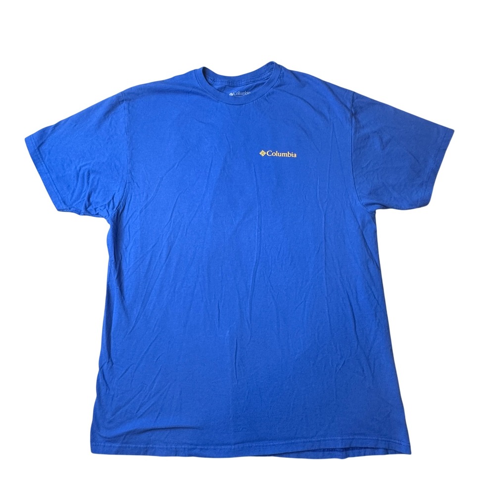 Columbia T-Shirt Mens XL Blue Graphic Back Mountain Scene Short Sleeve Cotton - Picture 2 of 6